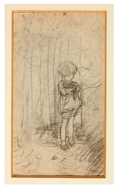 E.H. Shepard Drawing of Christopher Robin Titled ''Christopher Robin with Railings''